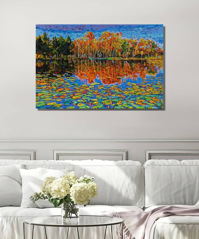 Original Lilies Landscape Painting by Irina Goldenfish