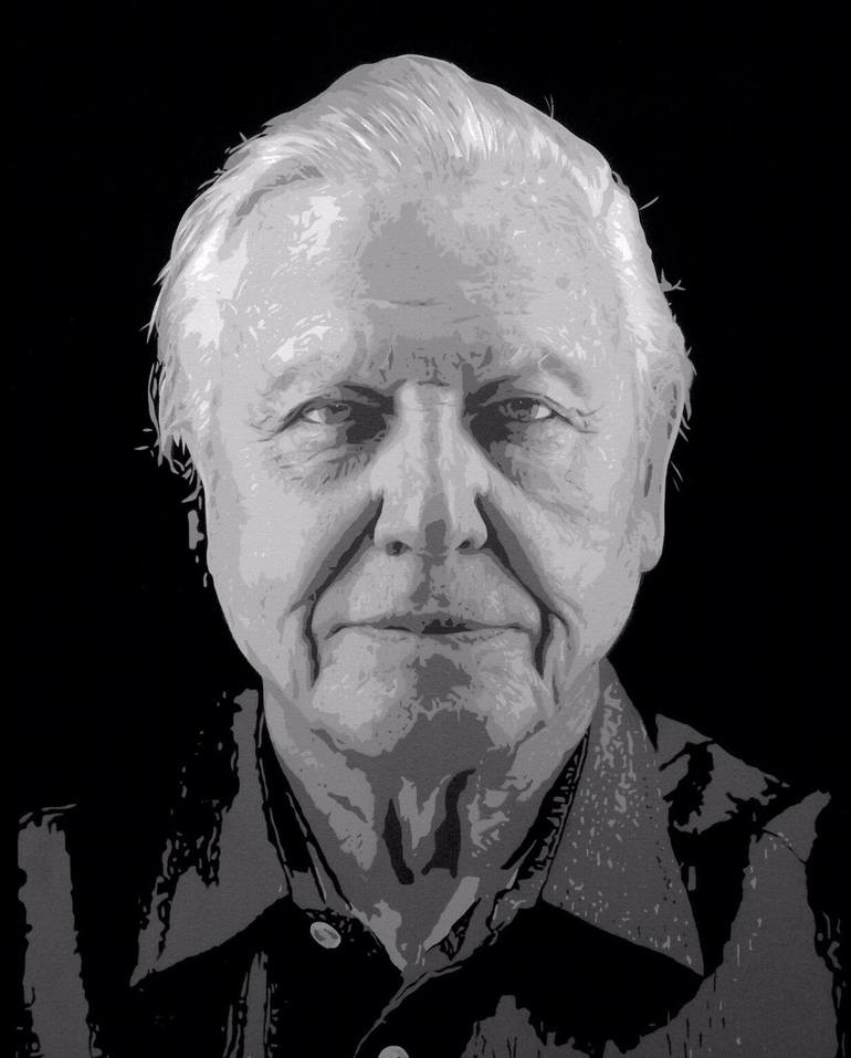 Sir David Attenborough Painting by Steve Green | Saatchi Art