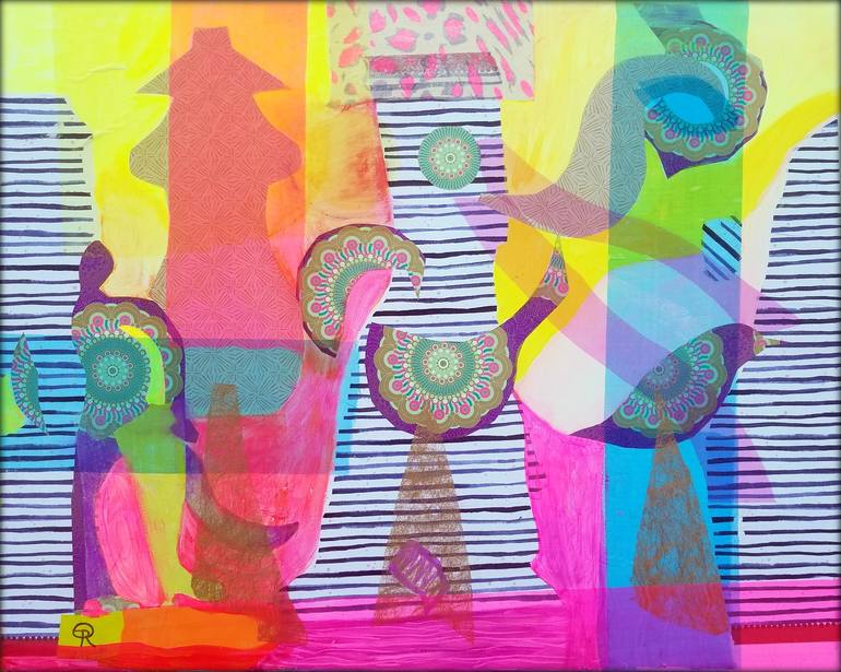 Original Abstract Collage by Eva Dahn Rubin | Abstract Art on Canvas | ON THE PILGRIM WAY