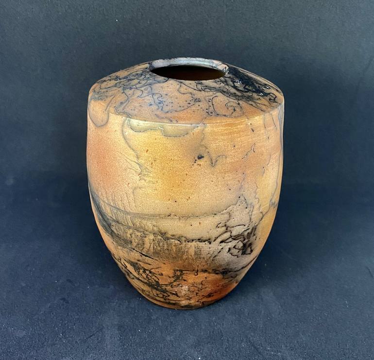 Rodeo Steer Wrestler Horse Hair Raku Pottery Made to Order 