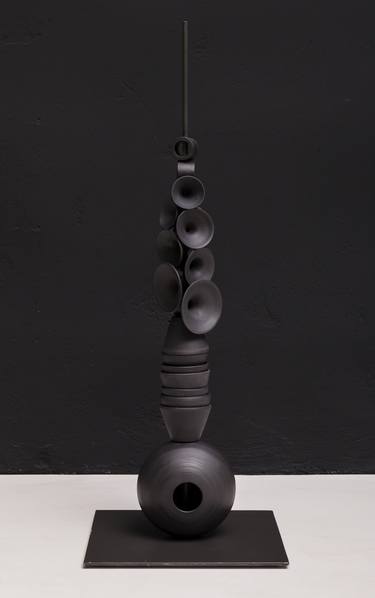 Saatchi Art Artist Cristina Figarola; Sculpture, “EARRING Nº2 - BLACK PORCELAIN” #art