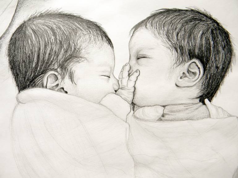 Twins Drawing by Dani Marie | Saatchi Art