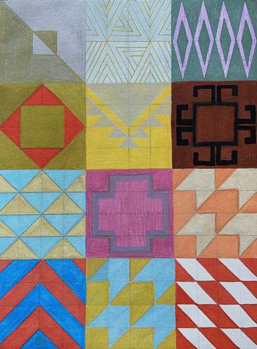Original Abstract Geometric Painting by Maria Bouquet