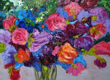 Print of Expressionism Floral Paintings by Maureen Finck