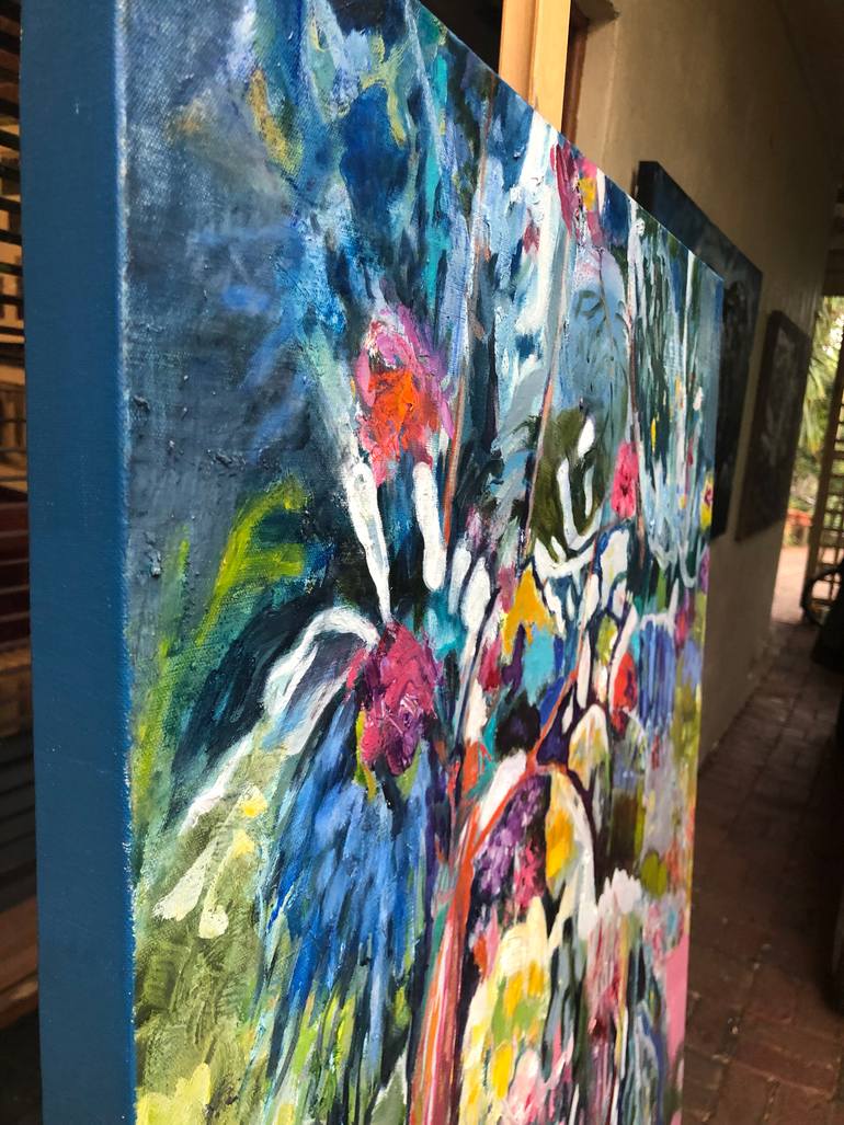 Original Expressionism Garden Painting by Maureen Finck