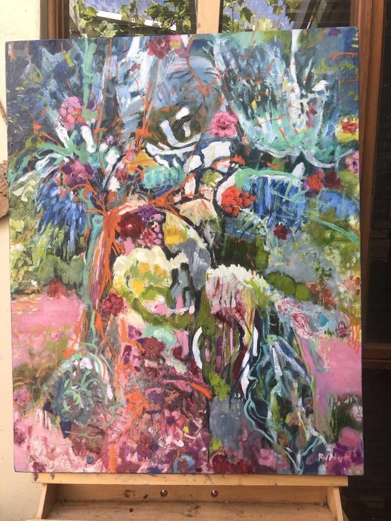Original Expressionism Garden Painting by Maureen Finck
