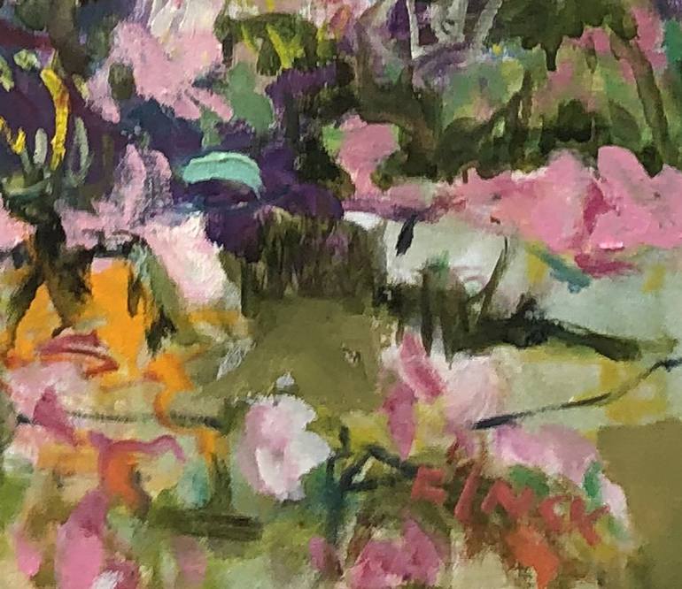 Original Impressionism Garden Painting by Maureen Finck