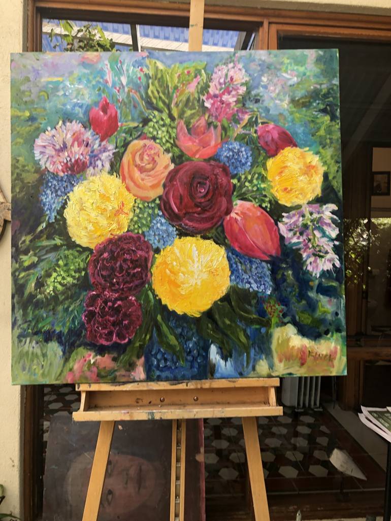 Original Impressionism Floral Painting by Maureen Finck