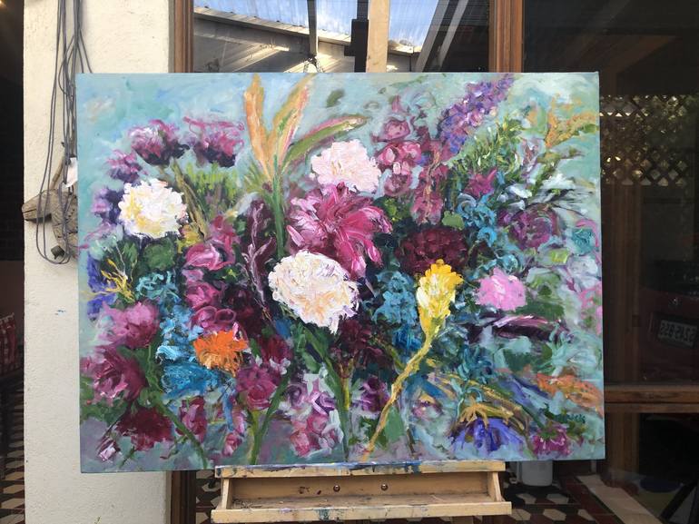 Original Impressionism Floral Painting by Maureen Finck