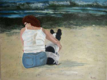 Original Figurative Beach Paintings by Annick Beaulieu