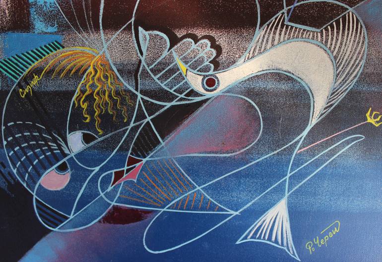 Original Abstract Expressionism Abstract Painting by Riste Cerepnalkoski