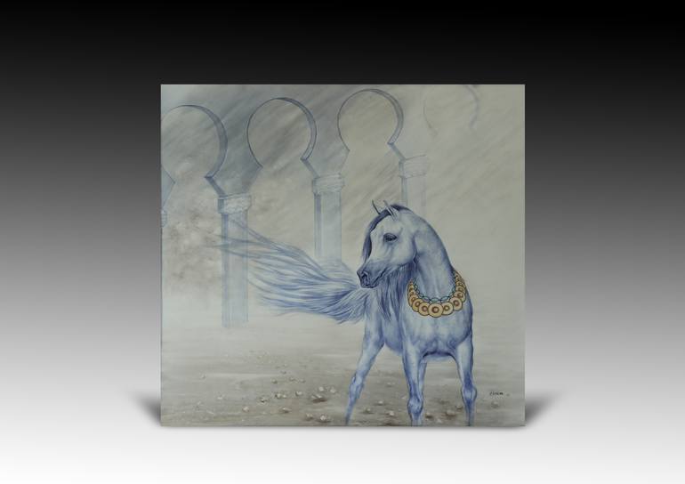 Blue and White Arabic horse - Print