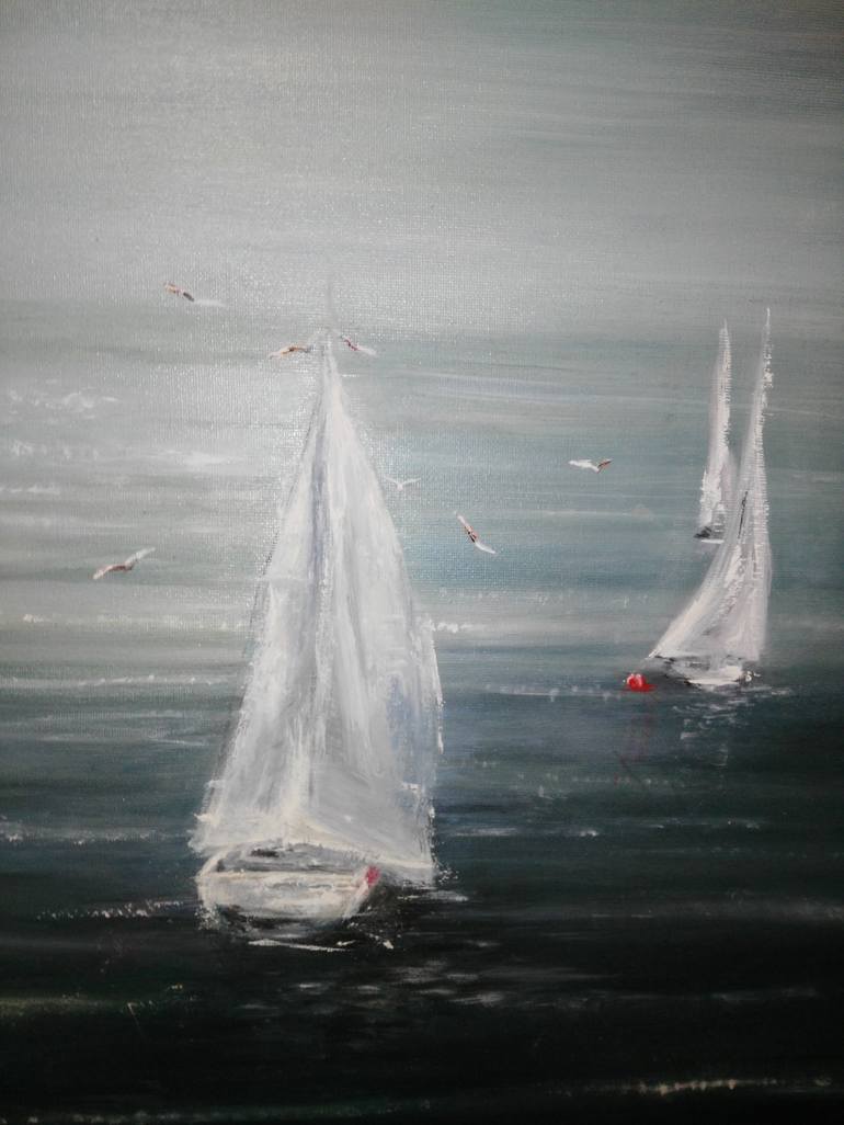 Original Fine Art Seascape Painting by Maida S