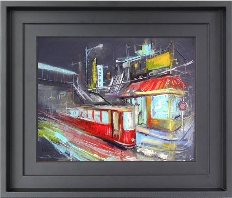 Original Abstract Expressionism Cities Painting by Giorgi Kobiashvili