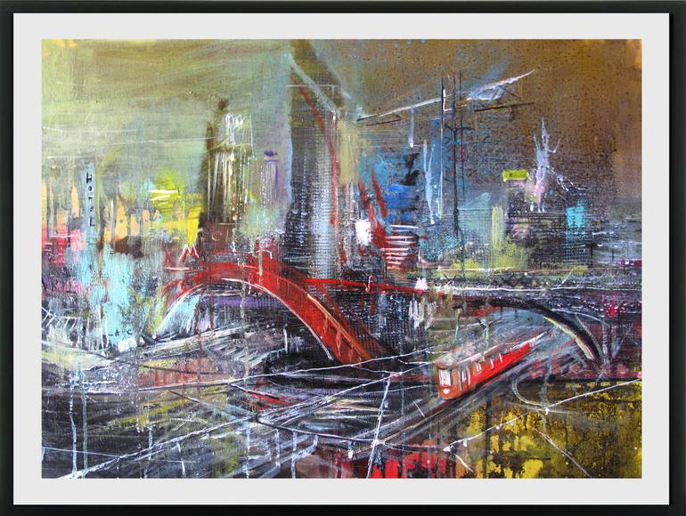 Original Abstract Expressionism Cities Painting by Giorgi Kobiashvili