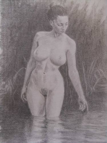 Original Realism Nude Drawing by Dean Harkness