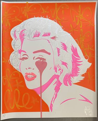 MARILYN DRAWING ON PAPER - STINSON BEACH SUNSET - Limited Edition of 1 thumb