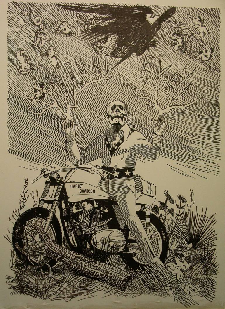 Lithograph ART WORK Abandoned Signed by the 2024 Great, Evel Knievel