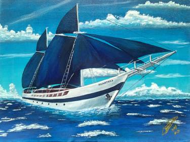 Print of Sailboat Paintings by Charismatos Labiskun