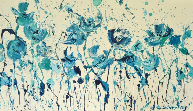 Original Abstract Expressionism Floral Painting by Olesia Liakhovych