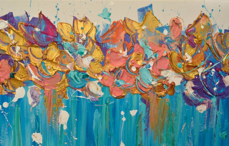 Original Abstract Floral Painting by Olesia Liakhovych