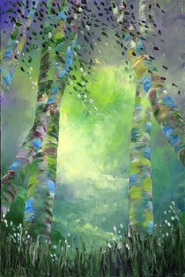 Original Expressionism Tree Painting by Raette Meredith