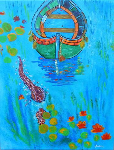 Original Boat Painting by Artbyriasaira Joyoflife