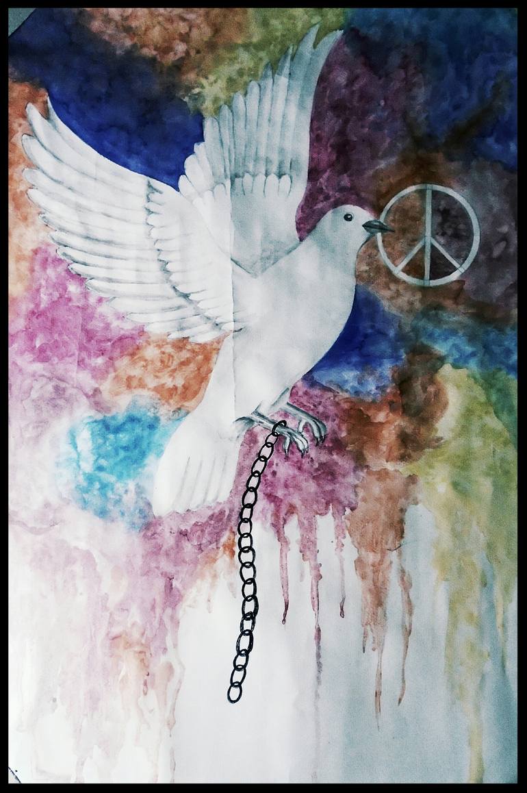 Painting peace watercolor painting Art & Collectibles etna.com.pe