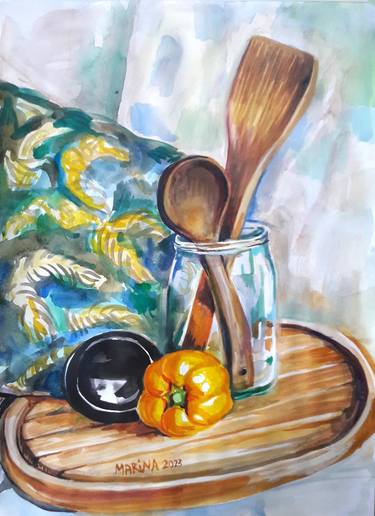 Still life with wooden spoons thumb
