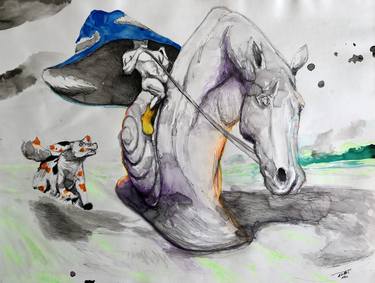 Print of Conceptual Horse Drawings by Alain Donate