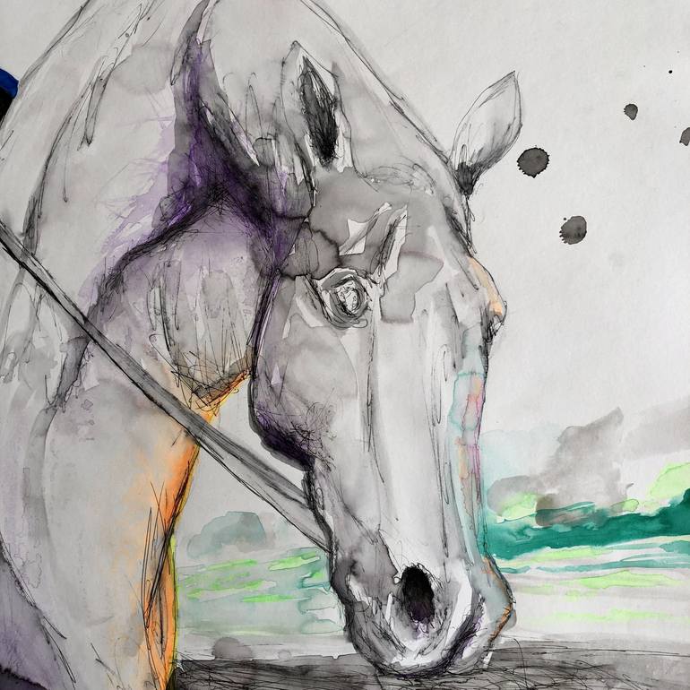 Original Conceptual Horse Drawing by Alain Donate