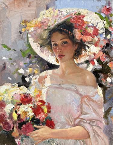 Woman With Flowers thumb