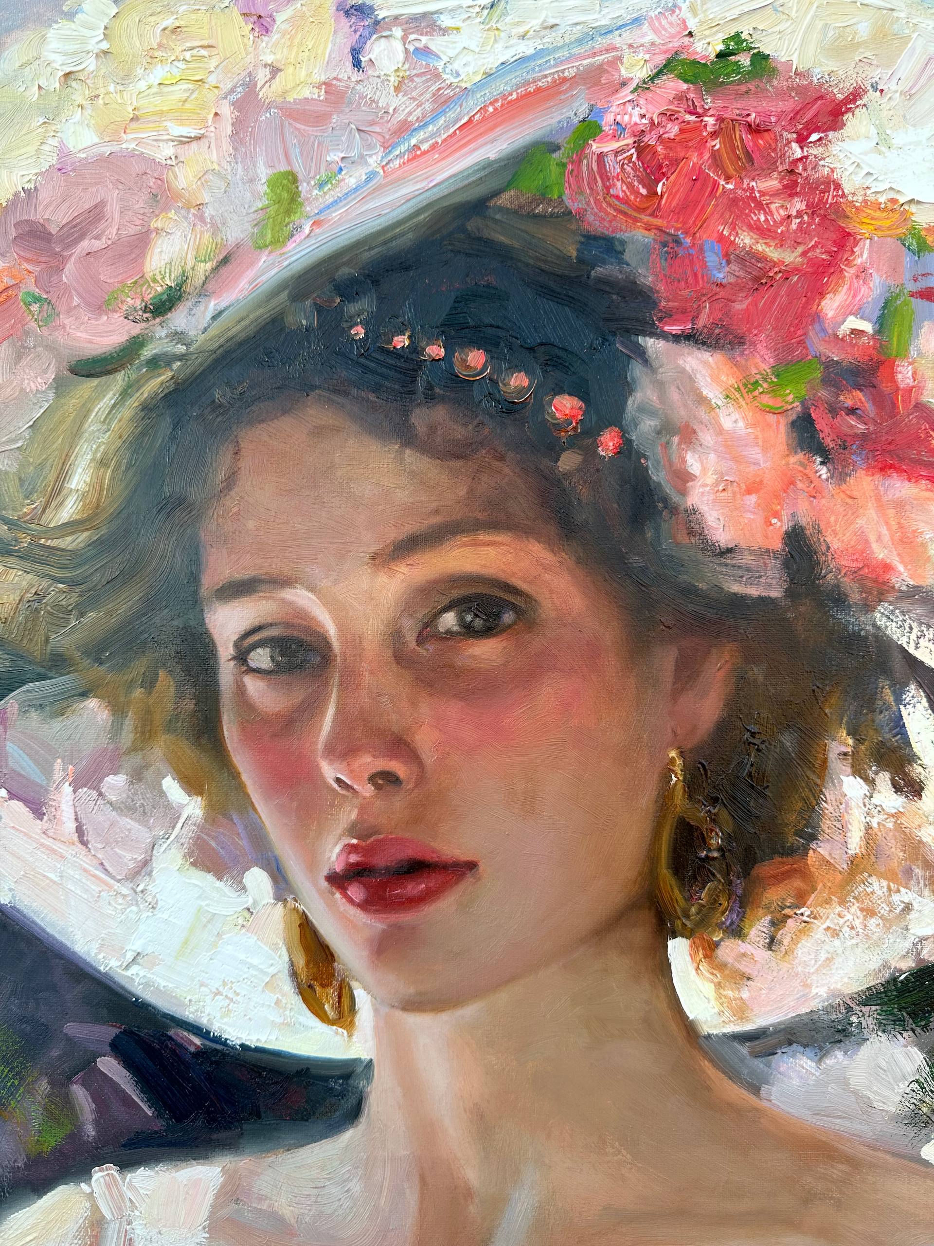 Woman With Flowers Painting by Khanlar Asadullayev | Saatchi Art