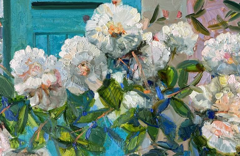 Original Impressionism Floral Painting by Khanlar Asadullayev