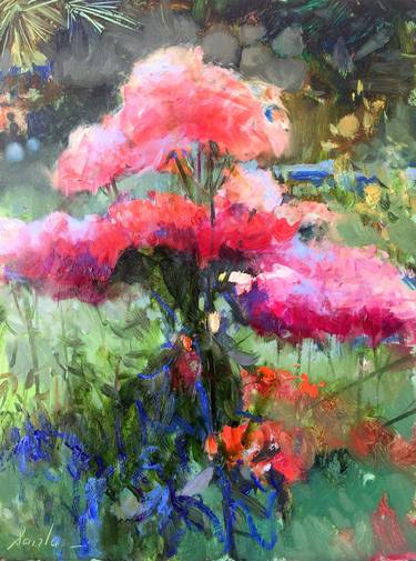 Original Fine Art Floral Paintings by Khanlar Asadullayev