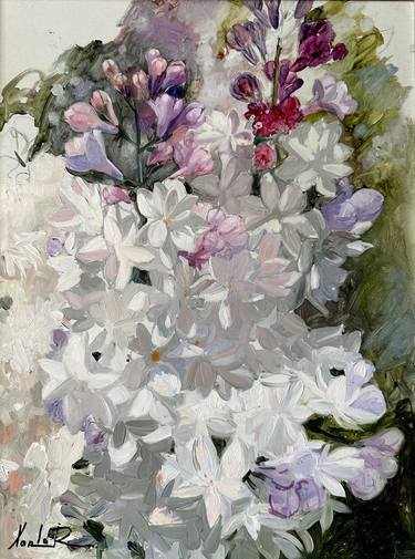 Original Fine Art Floral Paintings by Khanlar Asadullayev