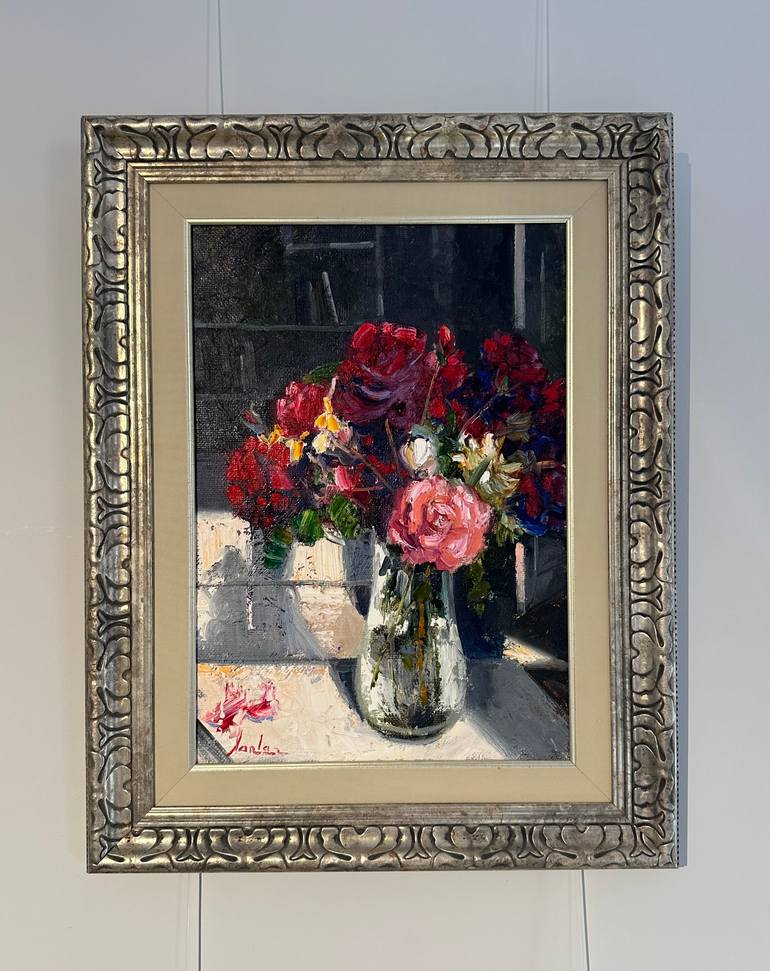 Original Impressionism Floral Painting by Khanlar Asadullayev