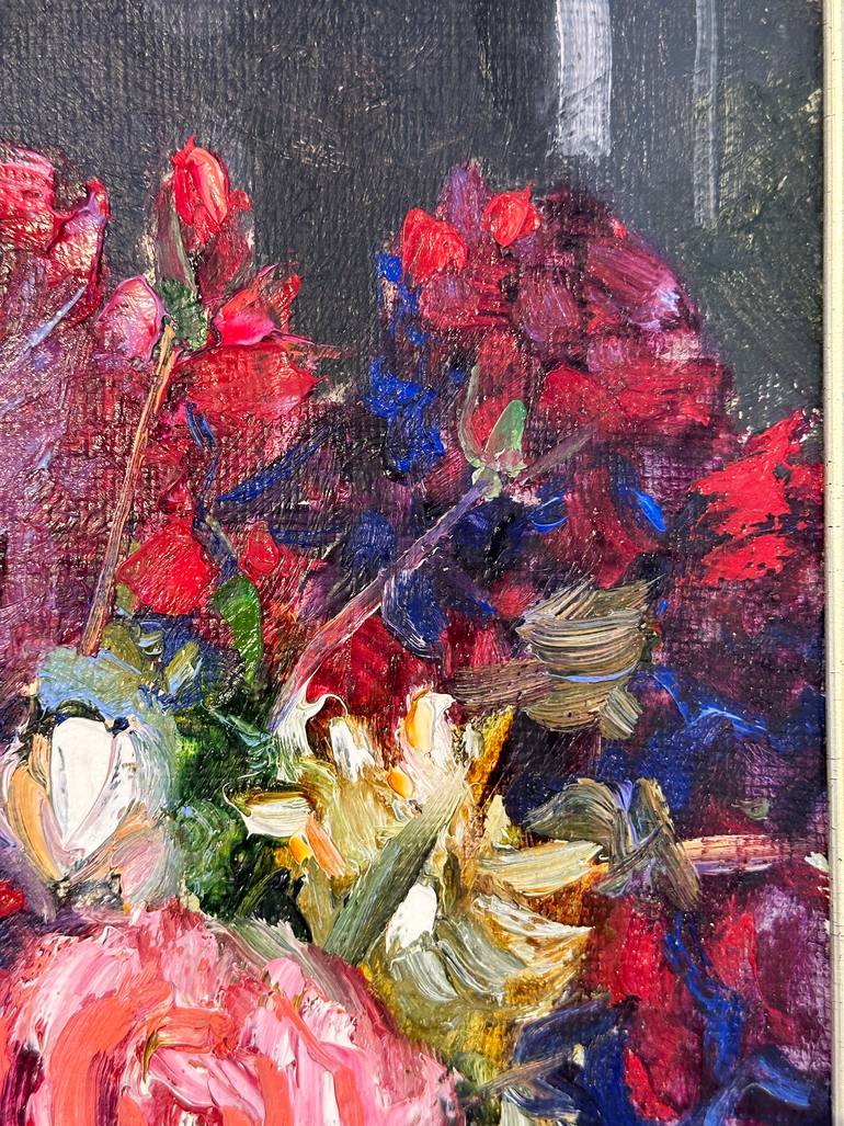 Original Impressionism Floral Painting by Khanlar Asadullayev