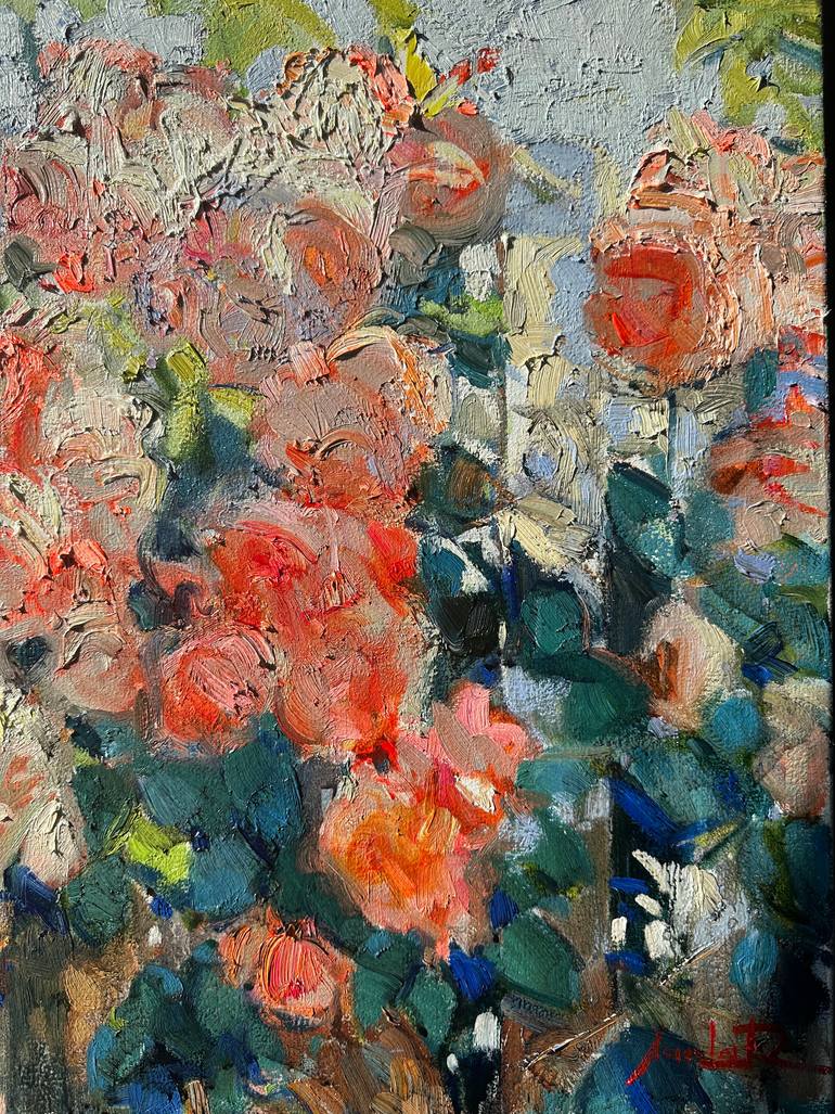 Original Abstract Floral Painting by Khanlar Asadullayev