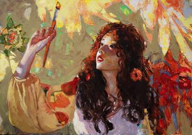 Original Impressionism Women Paintings by Khanlar Asadullayev