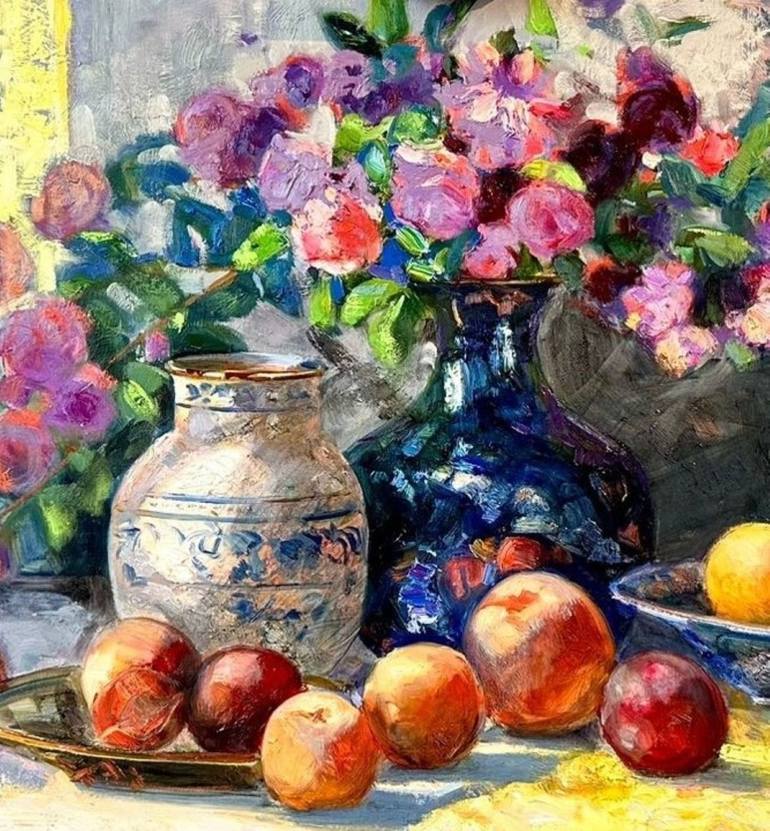 Original Abstract Expressionism Still Life Painting by Khanlar Asadullayev