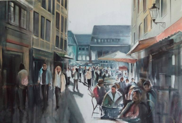 Original Realism Cities Painting by Ander Arenas