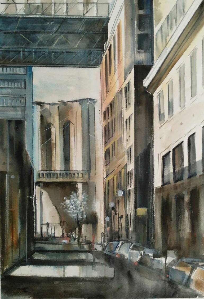 Original Realism Cities Painting by Ander Arenas