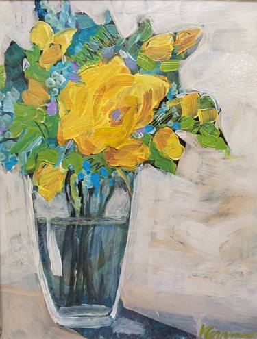 Original Abstract Expressionism Floral Paintings by Karen Garner