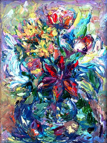 Print of Expressionism Floral Paintings by Zoran  Art painter Andrić