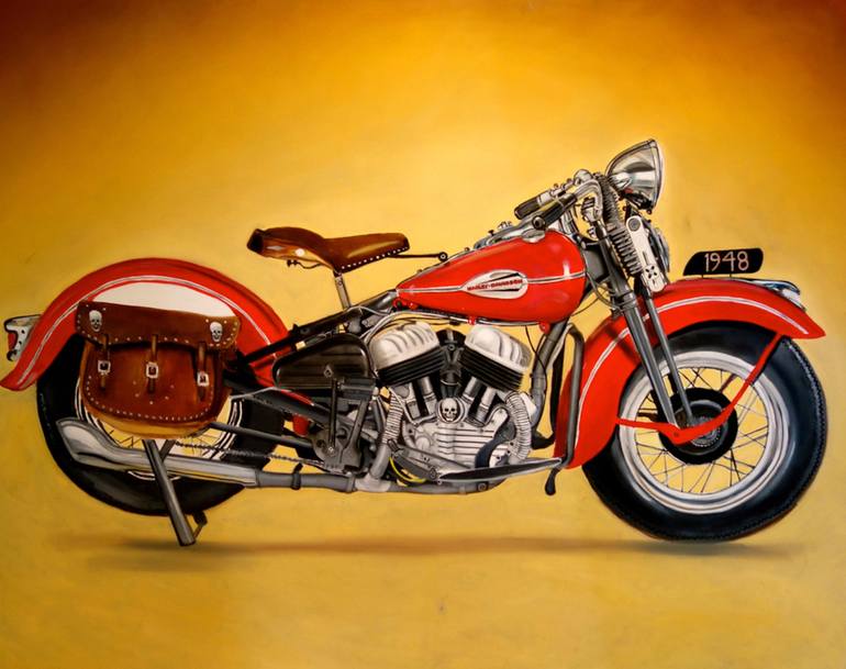 Harley Davidson Knucklehead Painting By Daniel Magidson Saatchi Art