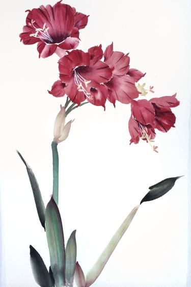 Saatchi Art Artist Mayee Futterman; Paintings, “Chinese Painting Amaryllis” #art
