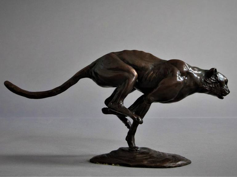 Running Cheetah Sculpture Fonderia Artistica Ruocco