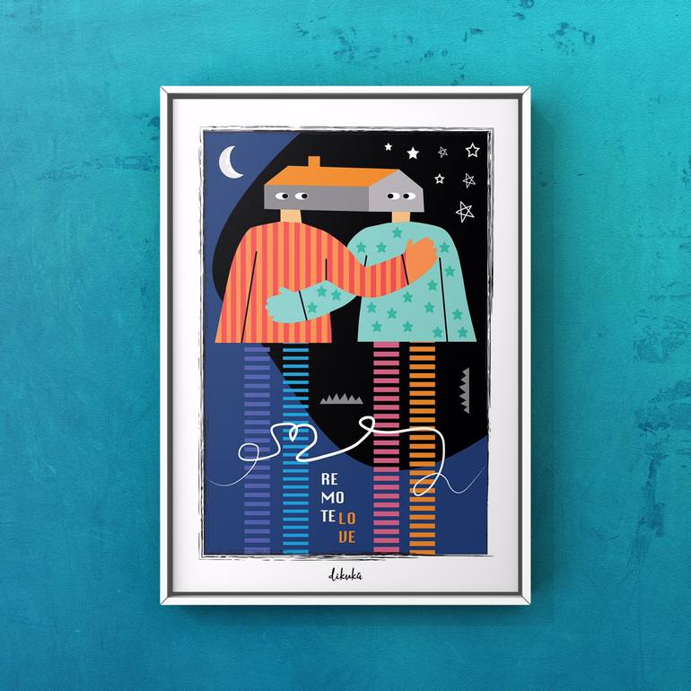 Original Art Deco Love Digital by Didem Kutlu