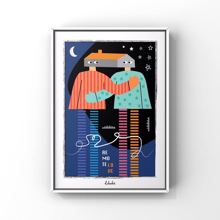 Original Art Deco Love Digital by Didem Kutlu